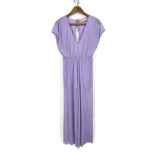 Alice + Olivia Mitsue Plisse Lavender Jumpsuit Womens XS Cropped V Neck